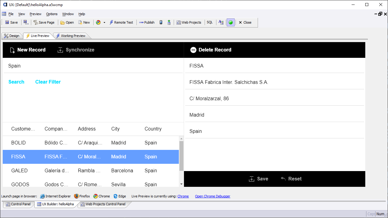 How the app looks after controls are organized into Panel Cards,
Panel Layouts, Panel Headers, and Panel footers.